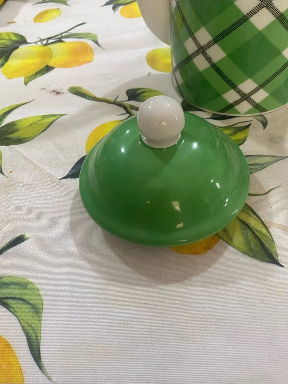 Vintage Fitz and Floyd Rare Green Plaid Ceramic Teapot -